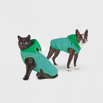 Dog and Cat Hoodie - Green Striped - Wondershop™ 5 Dog and Cat Hoodie - Green Striped - Wondershop™ - Image 5