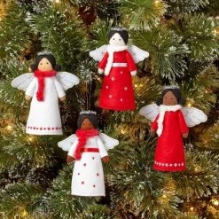 4ct Fabric Angel Christmas Tree Ornament Set - Wondershop™
