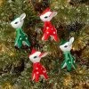 4ct Fabric Retro Reindeer Christmas Tree Ornament Set Red/Green - Wondershop™