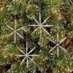 4ct 4" Beaded Snowflake Christmas Tree Ornament Set - Wondershop™