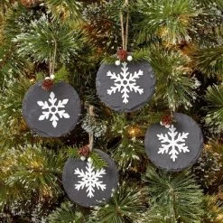 4ct 4" Stone Snowflake Christmas Tree Ornament Sets - Wondershop™