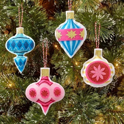 4ct Fabric Ornament Christmas Tree Ornament Set Blue/Pink/Red - Wondershop™ 1 4ct Fabric Ornament Christmas Tree Ornament Set Blue/Pink/Red - Wondershop™