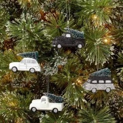 4pk Glitter Car Christmas Tree Ornament Set - Wondershop™