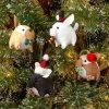 4ct 5" Fabric French Bulldog with Hat Christmas Tree Ornament Set - Wondershop™