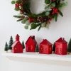 10pc Battery Operated Decorative Ceramic Village Kit Red with Green Trees - Wondershop™