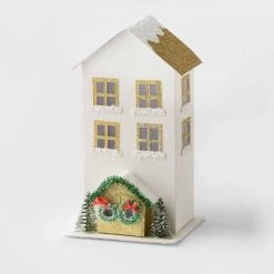 9" Battery Operated Decorative Paper House White/Gold - Wondershop™ -Wondershop Sales unnamed file 1160