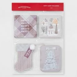 4ct Gift Card Holder Merry/Stocking/Tree/Village - Wondershop™ -Wondershop Sales unnamed file 1182