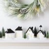 10pc Battery Operated Decorative Ceramic Village Kit White/Black with Green Trees - Wondershop™