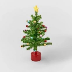 21" Battery Operated Rotating Tinsel Christmas Tree Green - Wondershop™