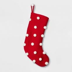 Puckered Pompom Christmas Stocking - Wondershop™