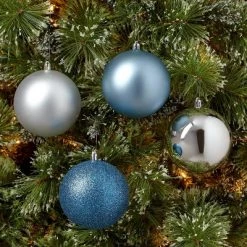 12ct Round Plastic Christmas Tree Ornament Set - Wondershop™ Blue/silver