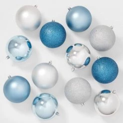 12ct Round Plastic Christmas Tree Ornament Set - Wondershop™ Blue/silver -Wondershop Sales unnamed file 1252