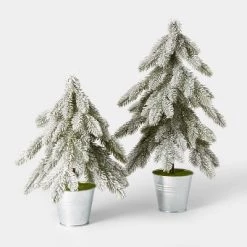 Large Flocked Christmas Tree in Galvanized Bucket Decorative Figurine Silver - Wondershop™