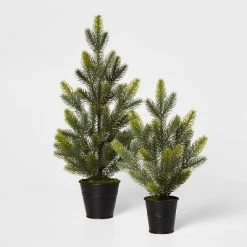 Large Greenery Christmas Tree in Black Bucket Decorative Figurine Green - Wondershop™