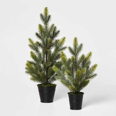 Large Greenery Christmas Tree in Black Bucket Decorative Figurine Green - Wondershop™ 1 Large Greenery Christmas Tree in Black Bucket Decorative Figurine Green - Wondershop™