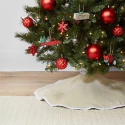 34in Reversible Linen Christmas Tree Skirt - Wondershop™