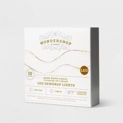 30ct Battery Operated LED Dewdrop Fairy String Lights Warm White with Silver Wire - Wondershop™