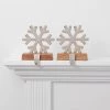 2ct Metal Snowflake with Faux Wood Base Christmas Stocking Holder - Wondershop™