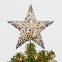10in LED Lit Sequin Wrapped Star Tree Topper - Wondershop™ Silver -Wondershop Sales unnamed file 212
