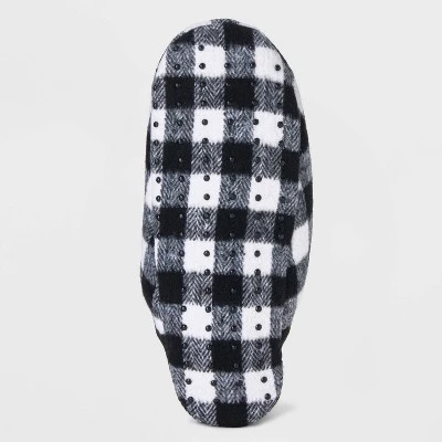 Adult Buffalo Check Plaid Fleece Lined Pull-On Slipper Socks with Huggable Heel & Grippers - Wondershop™ Black/White 3 Adult Buffalo Check Plaid Fleece Lined Pull-On Slipper Socks with Huggable Heel & Grippers - Wondershop™ Black/White - Image 3