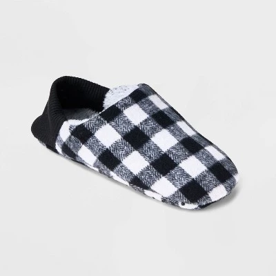 Adult Buffalo Check Plaid Fleece Lined Pull-On Slipper Socks with Huggable Heel & Grippers - Wondershop™ Black/White 6 Adult Buffalo Check Plaid Fleece Lined Pull-On Slipper Socks with Huggable Heel & Grippers - Wondershop™ Black/White - Image 6
