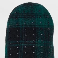 Adult Plaid Faux Shearling Lined Pull-On Slipper Socks with Huggable Heel & Grippers - Wondershop™ Green/Black -Wondershop Sales unnamed file 233