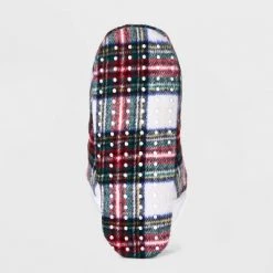 Adult Festive Plaid Faux Shearling Lined Pull-On Slipper Socks with Huggable Heel & Grippers - Wondershop™ Ivory -Wondershop Sales unnamed file 239