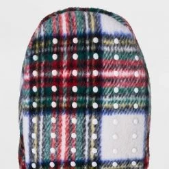 Adult Festive Plaid Faux Shearling Lined Pull-On Slipper Socks with Huggable Heel & Grippers - Wondershop™ Ivory -Wondershop Sales unnamed file 240