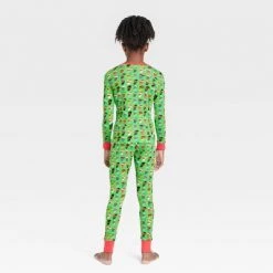 Kids' Multi Santa Print Matching Family Pajama Set - Wondershop™ Green