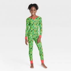 Kids' Multi Santa Print Matching Family Pajama Set - Wondershop™ Green -Wondershop Sales unnamed file 327