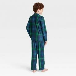 Kids' Holiday Tartan Plaid Flannel Matching Family Pajama Set - Wondershop™ Blue