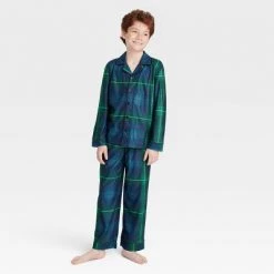Kids' Holiday Tartan Plaid Flannel Matching Family Pajama Set - Wondershop™ Blue -Wondershop Sales unnamed file 393