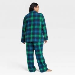 Women's Holiday Tartan Plaid Flannel Matching Family Pajama Set - Wondershop™ Navy Blue