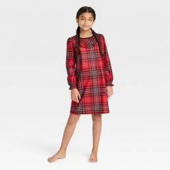 Kids' Holiday Tartan Plaid Flannel Matching Family Pajama NightGown- Wondershop™ Red -Wondershop Sales unnamed file 400