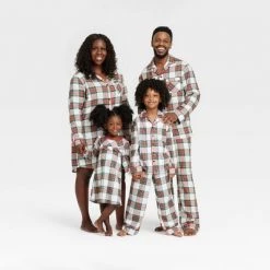 Kids' Holiday Tartan Plaid Flannel Matching Family Pajama NightGown- Wondershop™ Cream -Wondershop Sales unnamed file 427