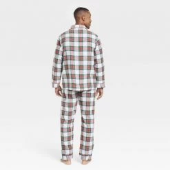 Men's Holiday Tartan Plaid Flannel Matching Family Pajama Set - Wondershop™ Cream