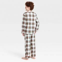 Kids' Holiday Tartan Plaid Flannel Matching Family Pajama Set - Wondershop™ Cream