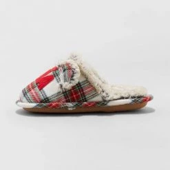 Girls' Nina Oso Plaid Slide Holiday Slippers - Wondershop™ Multicolor