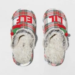 Girls' Lil Elf Plaid Slide Slippers - Wondershop™ Multicolor -Wondershop Sales unnamed file 478