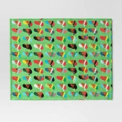 Santa Printed Plush Throw Blanket Green - Wondershop™