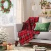 Tartan Plaid Printed Plush Throw Blanket Red - Wondershop™