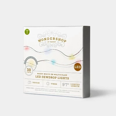 30ct Battery Operated LED Dewdrop Fairy String Lights Multicolor & Warm White with Green Wire - Wondershop™ 1 30ct Battery Operated LED Dewdrop Fairy String Lights Multicolor & Warm White with Green Wire - Wondershop™