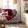 Buffalo Check Printed Plush Throw Blanket Red/Black - Wondershop™