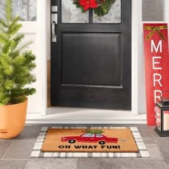 1'6"x2'6" 'Oh What Fun' Car Doormat Red - Wondershop™