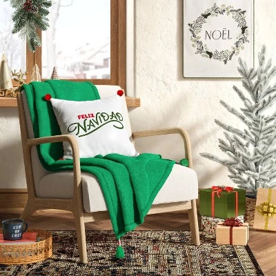 'Feliz Navidad' Square Christmas Throw Pillow Ivory/Red - Wondershop™ 1 'Feliz Navidad' Square Christmas Throw Pillow Ivory/Red - Wondershop™