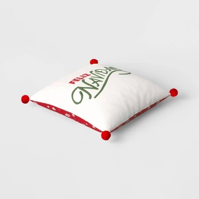 'Feliz Navidad' Square Christmas Throw Pillow Ivory/Red - Wondershop™ 2 'Feliz Navidad' Square Christmas Throw Pillow Ivory/Red - Wondershop™ - Image 2