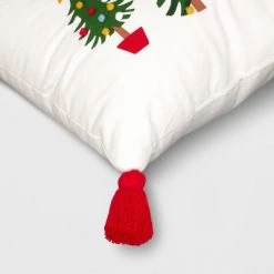 Christmas Tree Print Lumbar Throw Pillow with Tassels Ivory - Wondershop™ -Wondershop Sales unnamed file 646