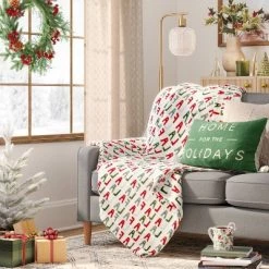 'Fa La La' Printed Plush Christmas Throw Blanket - Wondershop™