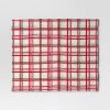 Plaid Printed Plush Christmas Throw Blanket Ivory - Wondershop™