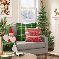 Santa Applique and Embroidered Shaped Christmas Throw Pillow Red/Ivory - Wondershop™